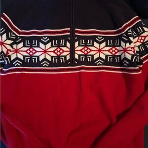 Alp N Rock Red and Navy Nordic Half-Zip Sweater